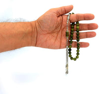 ALBATROSART -Spring Collection- (8 mm - 33 Beads) Tesbih-Tasbih-Tasbeeh-Misbaha-Masbaha-Subha-Sebha-Rosary-Worry Beads-Prayer Beads (Nanyang Jade Stone Beads)