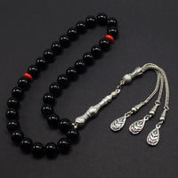 Black Glass Prayer Beads Tesbih Tasbih Tasbeeh Misbaha Subha Sebha Sibha Rosary (Black Glass -10 mm 33- Beads)