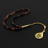 ALBATROSART Special -Allah Tassel- Collection - Worry Beads - Prayer Beads-Tesbih-Tasbih-Tasbeeh-Misbaha-Masbaha-Subha-Sebha-Sibha (Wavy Red Agate (6x9 mm 33 Beads-Allah Tassel)