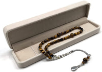 ALBATROSART Design -Tiger Eye Stone Series Worry Beads - Prayer Beads (8 mm-33 Beads) Tesbih-Tasbih-Tasbeeh-Misbaha-Masbaha-Subha-Sebha-Sibha-Rosary (-Oval Cut Drop Model 6x9 mm-)