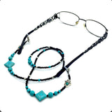 HANDMADE Eyeglass Chains Elegant Eyewear Retainer Beaded Eyeglass Strap Holder Natural Stone Beaded Eyewear Retainer (TURQUOISE Stone Beaded Design with Hamsa)