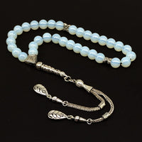 ALBATROSART - Simple Designed Natural Stone Worry Beads (8mm -33 Beads) - Prayer Beads Tesbih-Tasbih-Tasbeeh-Misbaha-Subha-Sebha-Sibha-Rosary (Opalite Crystal)