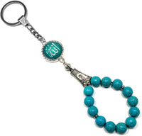 ALBATROSART -Keychain Collection with Allah -Handbag Holders (10mm Diameter Turquoise Beads)