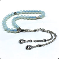 ALBATROSART - Simple Designed Natural Stone Worry Beads (8mm -33 Beads) - Prayer Beads Tesbih-Tasbih-Tasbeeh-Misbaha-Subha-Sebha-Sibha-Rosary (Opalite Crystal)