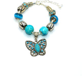 Albatros -European Style Charm Bracelet- (-Turquoise Butterfly-)