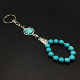 ALBATROSART -Keychain Collection with Allah -Handbag Holders (10mm Diameter Turquoise Beads)