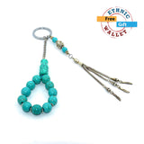 Synthetic Special Design Turquoise Worry Beads & Keychain Together (12 mm)-Stress Tesbih- (ETHNIC WALLET GIFT)