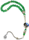 SPECIAL ALLAH-MOHAMMED TASSELS SERIES (Green Aventurine Stone -2) Prayer Beads (8 mm-33 beads)