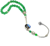 SPECIAL ALLAH-MOHAMMED TASSELS SERIES (Green Aventurine Stone -2) Prayer Beads (8 mm-33 beads)