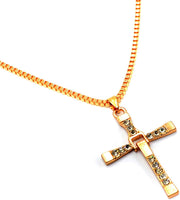 Rhinestone Gold Yellow Plated Cross Necklace