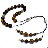 ALBATROSART Design - Greek KOMBOLOI Series- Worry Beads Begleri Pony Anxiety Beads Rosary Relaxation Stress Relief  (Tiger Eye Natural Stone Beads - 10 mm, 19 Beads-)