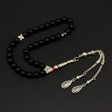 Gentle Men Collection- Synthetic Black Onyx Stone Prayer Beads Worry Beads Tesbih Tasbih Tasbeeh Misbaha Masbaha Subha Sebha Rosary (8 mm 33 Beads)