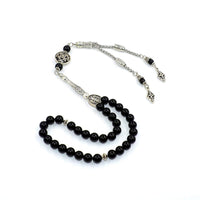 NEW MODELS (8 mm-33 beads) Tesbih-Tasbih-Masbaha-Worry Beads-Prayer Beads (Black Shiny Onyx Stone)