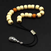 Greek KOMBOLOI Series Worry Beads Begleri Pony Anxiety Beads Rosary Relaxation Stress Relief  (Cream Resin Drum -13X9 mm- 19 Big Beads)