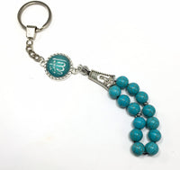 ALBATROSART -Keychain Collection with Allah -Handbag Holders (10mm Diameter Turquoise Beads)