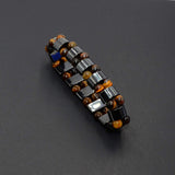 Real Tiger Eye Natural Stone Beaded Magnetic Hematite Bracelet (6mm beads)