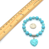 BRACELETS WITH HEART PENDANT SERIES- All Natural Stones (Turquoise Stone) (Free Ethnic Wallet)