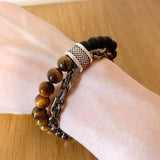 ALBATROSART - Elegant New Bracelet Series - (Ethnic Wallet Gift) (Unisex Natural Tiger Eye and Black Onyx Bracelets)