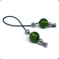 ALBATROSART Design - Greek KOMBOLOI Series- Worry Beads Begleri Pony Anxiety Beads Rosary Relaxation Stress Relief (Green Lampwork Round Glass Beads -16 mm-)