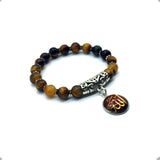 ALBATROSART - Elegant Bracelet Series - (Ethnic Wallet Gift) (Tiger Eye Stone -8 mm- Beads Bracelet with Allah Pattern)