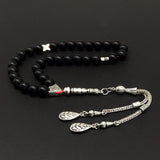 Gentle Men Collection- Synthetic Black Onyx Stone Prayer Beads Worry Beads Tesbih Tasbih Tasbeeh Misbaha Masbaha Subha Sebha Rosary (8 mm 33 Beads)