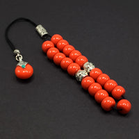 Greek KOMBOLOI Series Worry Beads Begleri Pony Anxiety Beads Rosary Relaxation Stress Relief  (Candy Apple Red Resin Drum -13X9 mm- 19 Big Beads)