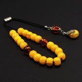 Greek KOMBOLOI Series Worry Beads Begleri Pony Anxiety Beads Rosary Relaxation Stress Relief  (Dark Yellow & Rust Resin Drum -13X9 mm- 19 Big Beads)