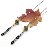 HANDMADE Eyeglass Chains Elegant Eyewear Retainer Beaded Eyeglass Strap Holder Natural Stone Beaded Eyewear Retainer (Dark Yellow European Crystal Rhinestone Beads Design)