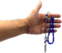 ALBATROSART Design - New Long & Stylist Tassels Worry Beads - Prayer Beads (8 mm-33 Beads) Tesbih-Tasbih-Tasbeeh-Misbaha-Subha-Sebha-Sibha-Rosary  (Evil Eye - Twin Tassel)