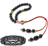 Greek KOMBOLOI Series Worry Beads Begleri Pony Anxiety Beads Rosary Relaxation Stress Relief (Black Small Hematite Beads & Bracelet - 6 mm, 23 Beads)