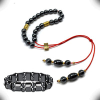 Greek KOMBOLOI Series Worry Beads Begleri Pony Anxiety Beads Rosary Relaxation Stress Relief (Black Small Hematite Beads & Bracelet - 6 mm, 23 Beads)