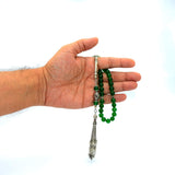 -PRESTIGE SERIES- Green Aventurine Stone Prayer Beads with Metal Tassel-Tesbih (8 mm 33 beads)