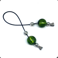 ALBATROSART Design - Greek KOMBOLOI Series- Worry Beads Begleri Pony Anxiety Beads Rosary Relaxation Stress Relief (Green Lampwork Round Glass Beads -16 mm-)