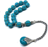 Relaxing Stress Relief Big Beads Prayer Beads, Worry Beads, EFE Tesbih, Maskot Tesbih, Tasbih, Rosary (12 mm - 17 Turquoise Pumpkin Beads)