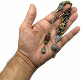 -Zaza Collection- Zaza Stress Worry Beads-Prayer Beads-Tesbih-Tasbih-Tasbeeh-Misbaha-Masbaha-Subha-Rosary (-Tiger Eye Natural Stone (16x9x6mm) Beads Prayer Beads-)