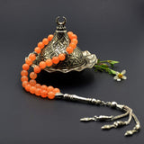 Orange Aventurine Stone Prayer Beads (8 mm-33 beads) Tesbih-Tasbih-Tasbeeh (ETHNIC WALLET GIFT)