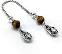 ALBATROSART Design - Greek KOMBOLOI Series Worry Beads Begleri Pony Anxiety Beads Rosary Relaxation Stress Relief  (BEGLERİ -Stainless Steel Chain and Tiger Eye -12 mm-Beads)