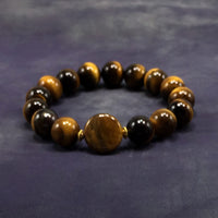 ALBATROSART - Handmade Bracelet Collection - (Ethnic Wallet Gift) (Unisex Tiger Eye Large Gemstone Genuine Bracelet -12 mm beads))