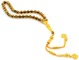 ALBATROSART Design -Black Hematit Beaded Collection -1 Worry Beads - Prayer Beads - Tesbih-Tasbih-Tasbeeh-Misbaha-Masbaha-Subha-Sebha-Sibha-Rosary (Hexagon Yellow & Gold P.Tassel)