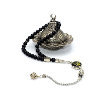 SPECIAL ALLAH-MOHAMMED TASSELS SERIES Black Matte Onyx Stone Prayer Beads Tesbih-Tasbih- (33 beads)