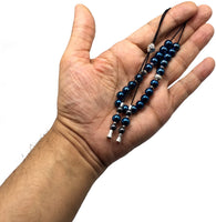 Greek KOMBOLOI Series Worry Beads Begleri Pony Anxiety Beads Rosary Relaxation Stress Relief (Blue Hematite Shiny Beads - 8 mm, 21 Beads Shiny)