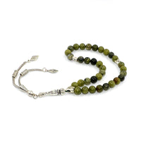 Green Jade Stone Prayer Beads (8 mm -33 beads) Tesbih - Tasbih - Tasbeeh - Misbaha-Subha-Worry Beads