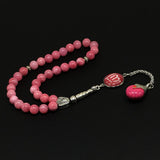 ALBATROSART -Elegance Collection- Prayer Beads-Tesbih-Tasbih-Tasbeeh-Misbaha-Masbaha-Subha-Sebha-Sibha-Rosary (Natural Rhodonite Stone and Teardrop Tassel Tesbih -8 mm, 33 Beads-)