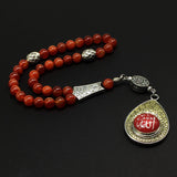 -Orient Collection-Prayer Beads-Worry Beads-Tesbih-Tasbih-Tasbeeh-Misbaha-Masbaha-Subha-Rosary (Red Lace Agate Natural Stone-Allah Tassel -8mm 33 Beads)