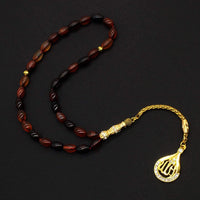 ALBATROSART Special -Allah Tassel- Collection - Worry Beads - Prayer Beads-Tesbih-Tasbih-Tasbeeh-Misbaha-Masbaha-Subha-Sebha-Sibha (Wavy Red Agate (6x9 mm 33 Beads-Allah Tassel)