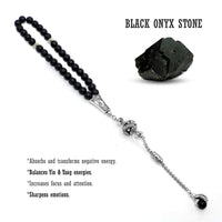 FANTASTIC EAGLE CLAW SERIES Black Matte Onyx Stone Prayer Beads-Tesbih-Tasbih (8 mm-33 beads)