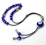 Greek KOMBOLOI Series- Worry Beads Begleri Pony Anxiety Beads Rosary Relaxation Stress Relief (Handmade Evil Eye Beads -(8 mm, 21 Beads)