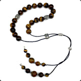 ALBATROSART Design - Greek KOMBOLOI Series- Worry Beads Begleri Pony Anxiety Beads Rosary Relaxation Stress Relief  (Tiger Eye Natural Stone Beads - 10 mm, 19 Beads-)