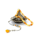 -FREE WATCH GIFT- Yellow Jade Prayer Beads-Tesbih-Tasbih-Tasbeeh-Misbaha-Masbaha (8 mm-33 beads)