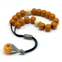 Greek KOMBOLOI Series Worry Beads Begleri Pony Anxiety Beads Rosary Relaxation Stress Relief (Dark Orange Resin Drum -13X9 mm- 19 Big Beads)